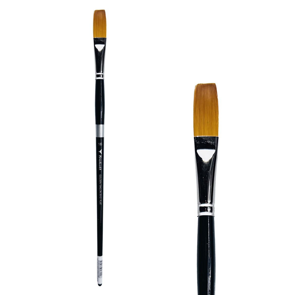 Trekell Golden Taklon Long Handle Artist Brush - Size #16 Flat