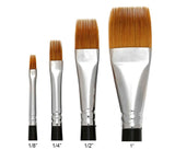 Trekell Golden Taklon Short Handle Artist Brushes for Acrylic and Watercolor Painting