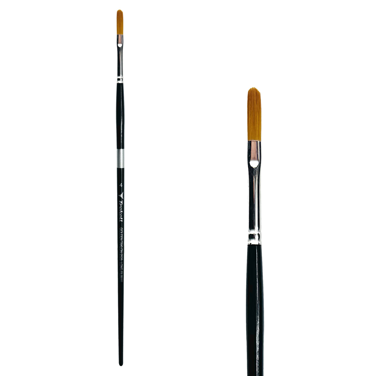 Trekell Golden Taklon Long Handle Artist Brush - Size #4 Long Filbert