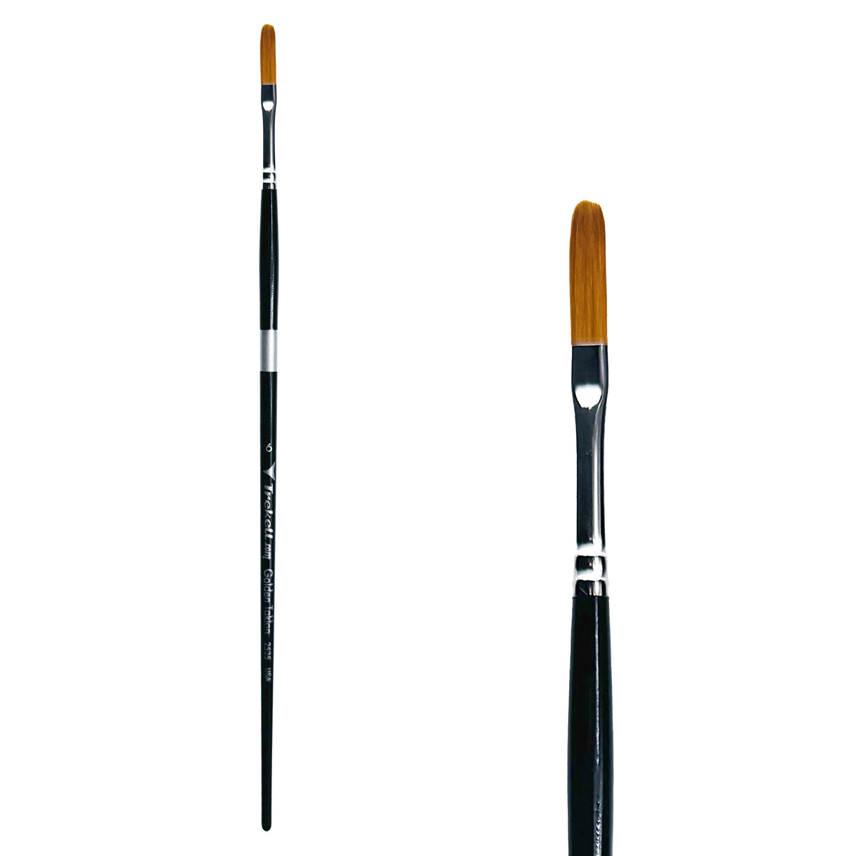 Trekell Golden Taklon Long Handle Artist Brush - Size #6 Long Filbert