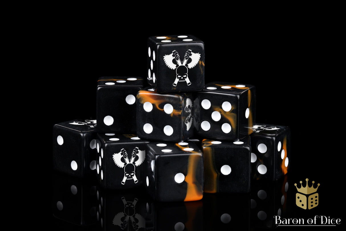 Skull Grinders Dice - Black Lava