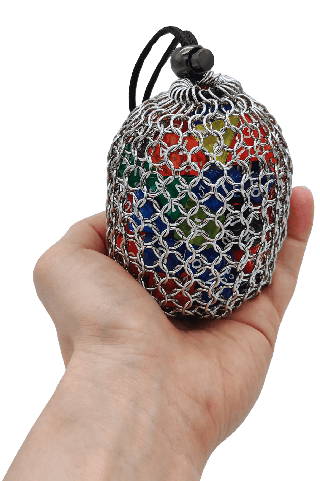 Futhark Handmade Chainmail DND Dice Bag – Medieval-Style D&D Dice Bag for RPG Polyhedral Dice Storage – DND Accessories: Ultra Durable Metal Dice Bag. Great DND Gift/DM Gift