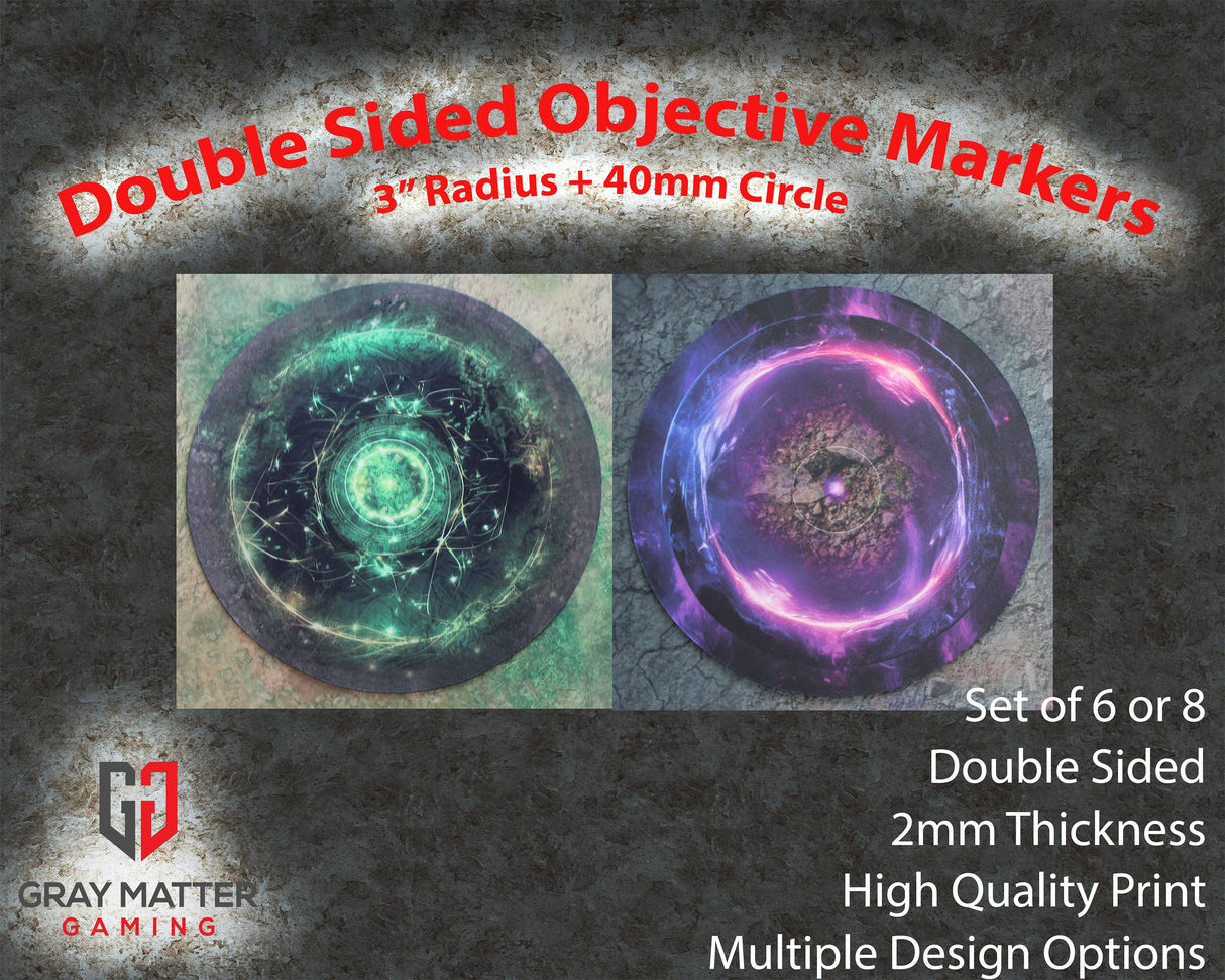Double Sided 7.57" Neoprene Objective Markers - Green and Purple Energy