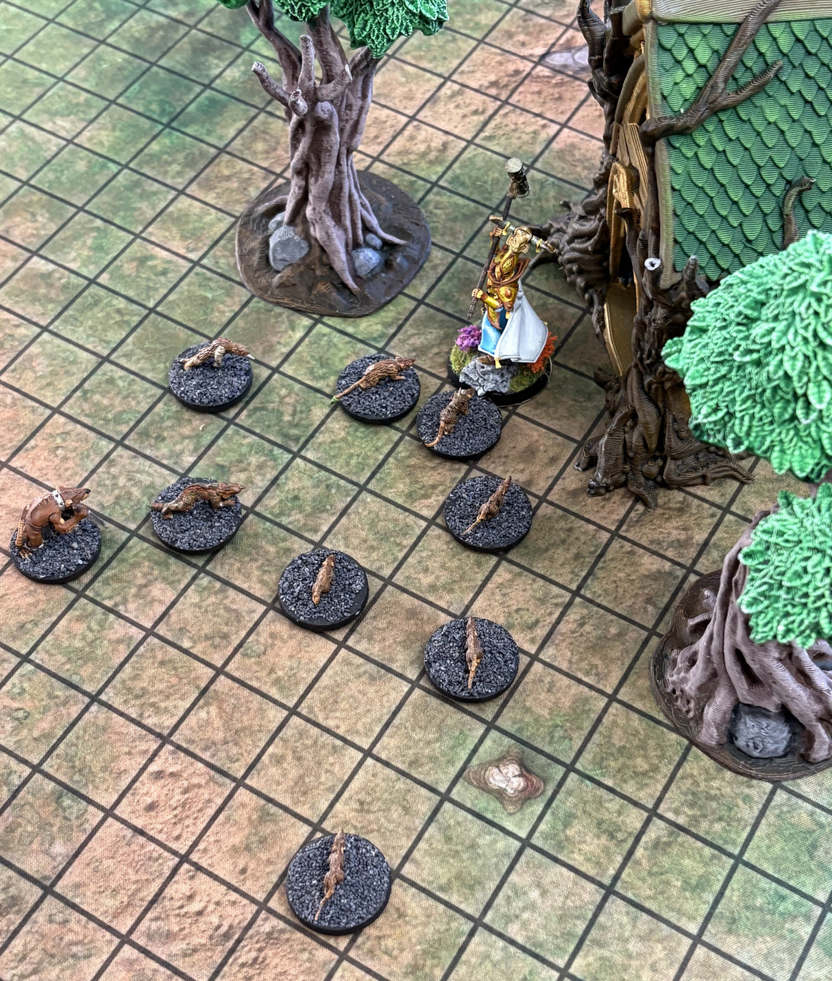 RPG Grid Mat - Snowy Tundra & Traveler's Road - Double Sided Neoprene Mat with Bag