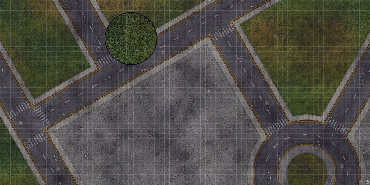 Mats by Mars: Park Avenue (Intersection) Tabletop Wargaming Play Mat