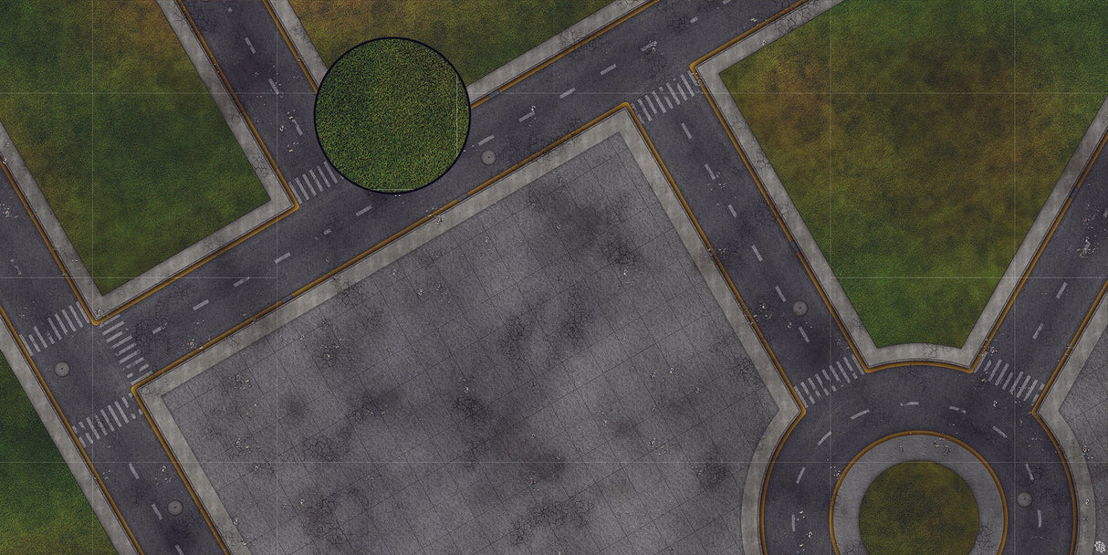 Mats by Mars: Park Avenue (Intersection) Tabletop Wargaming Play Mat