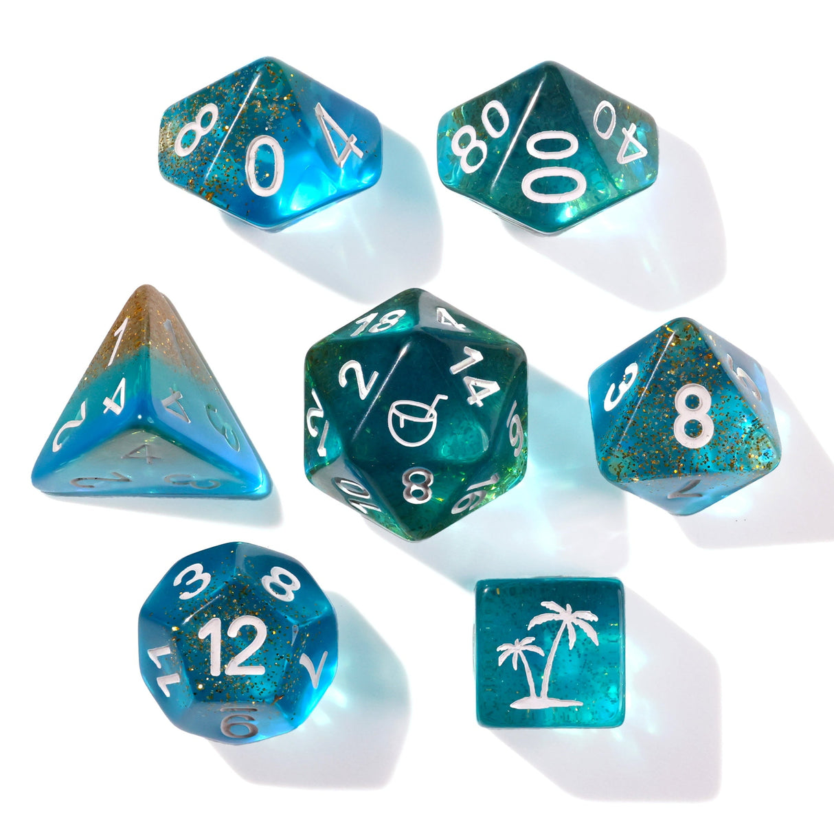 Beach Vibes RPG Dice Set - 7 Pieces