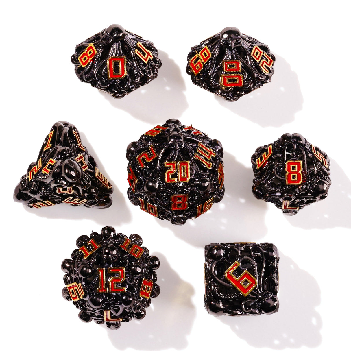 Denizens of the Deep Red Trench Metal RPG Dice Set - 7 Pieces