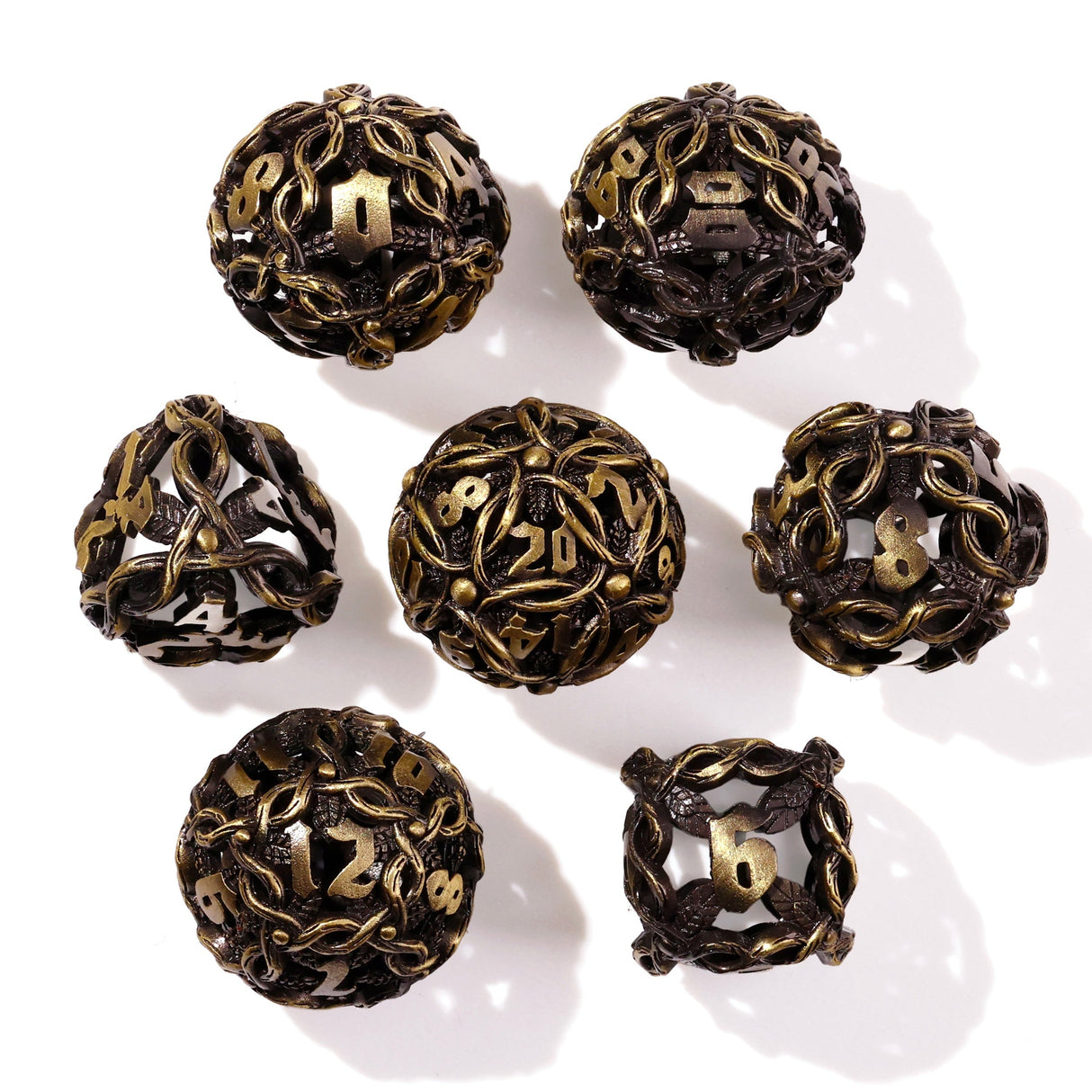 Nature's Wrath Metal RPG Dice Set - 7 Pieces