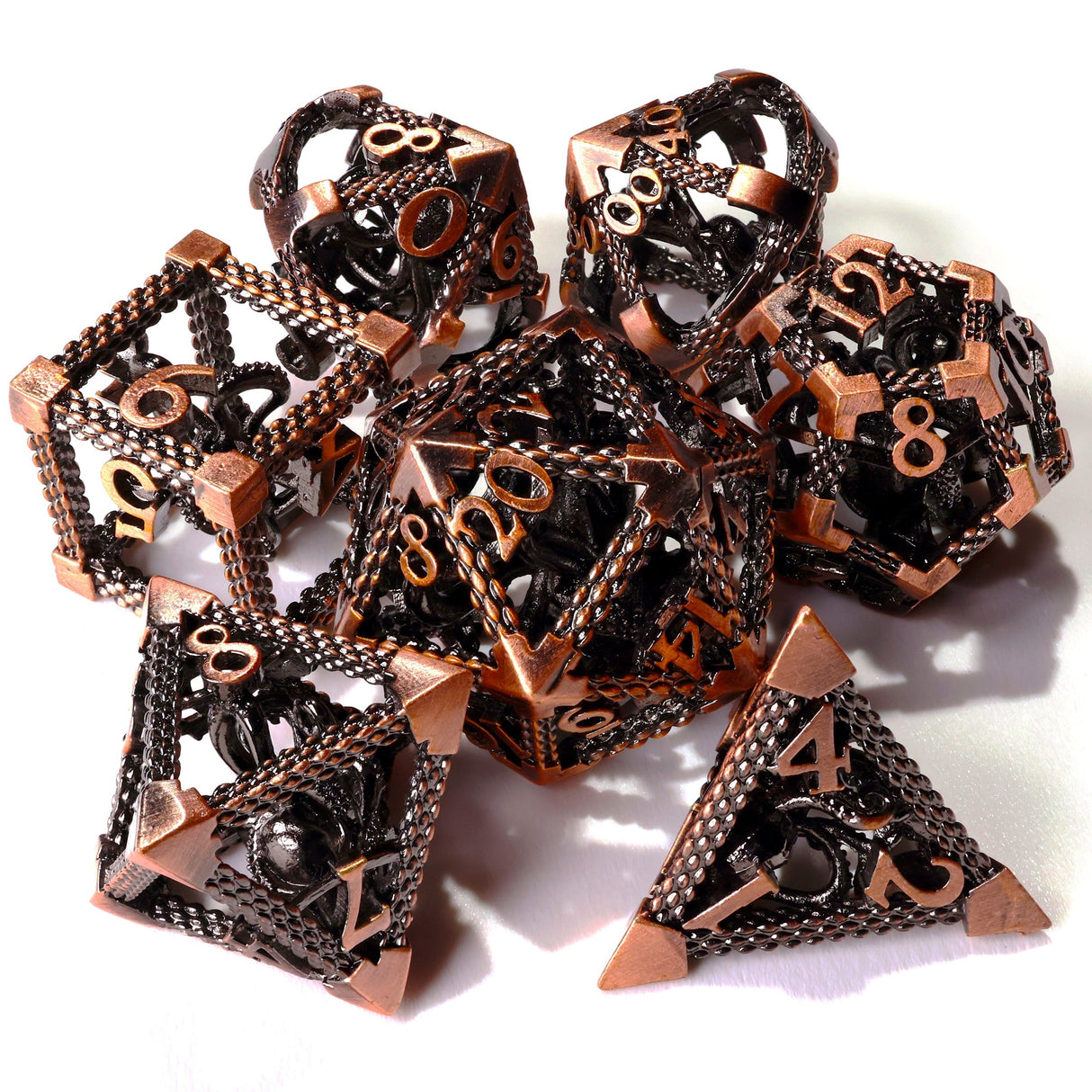 Bronze Kraken Metal RPG Dice Set - 7 Pieces