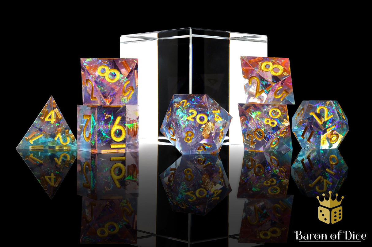 Pretty in Pink! Sharp Edge RPG Dice Set - 7 Pieces