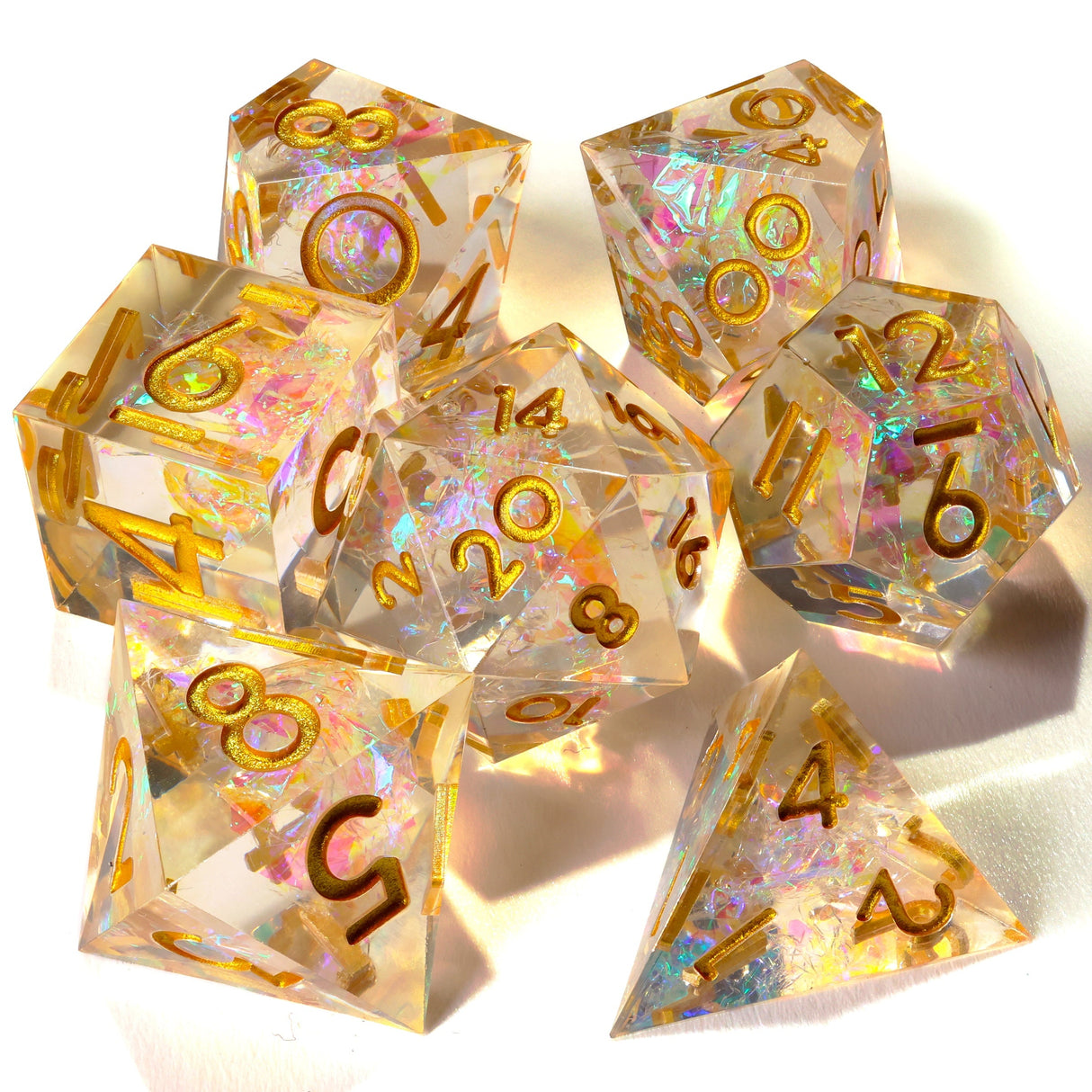 Shiny Like a Diamond! Sharp Edge RPG Dice Set - 7 Pieces