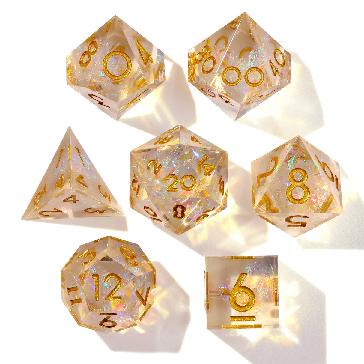 Shiny Like a Diamond! Sharp Edge RPG Dice Set - 7 Pieces