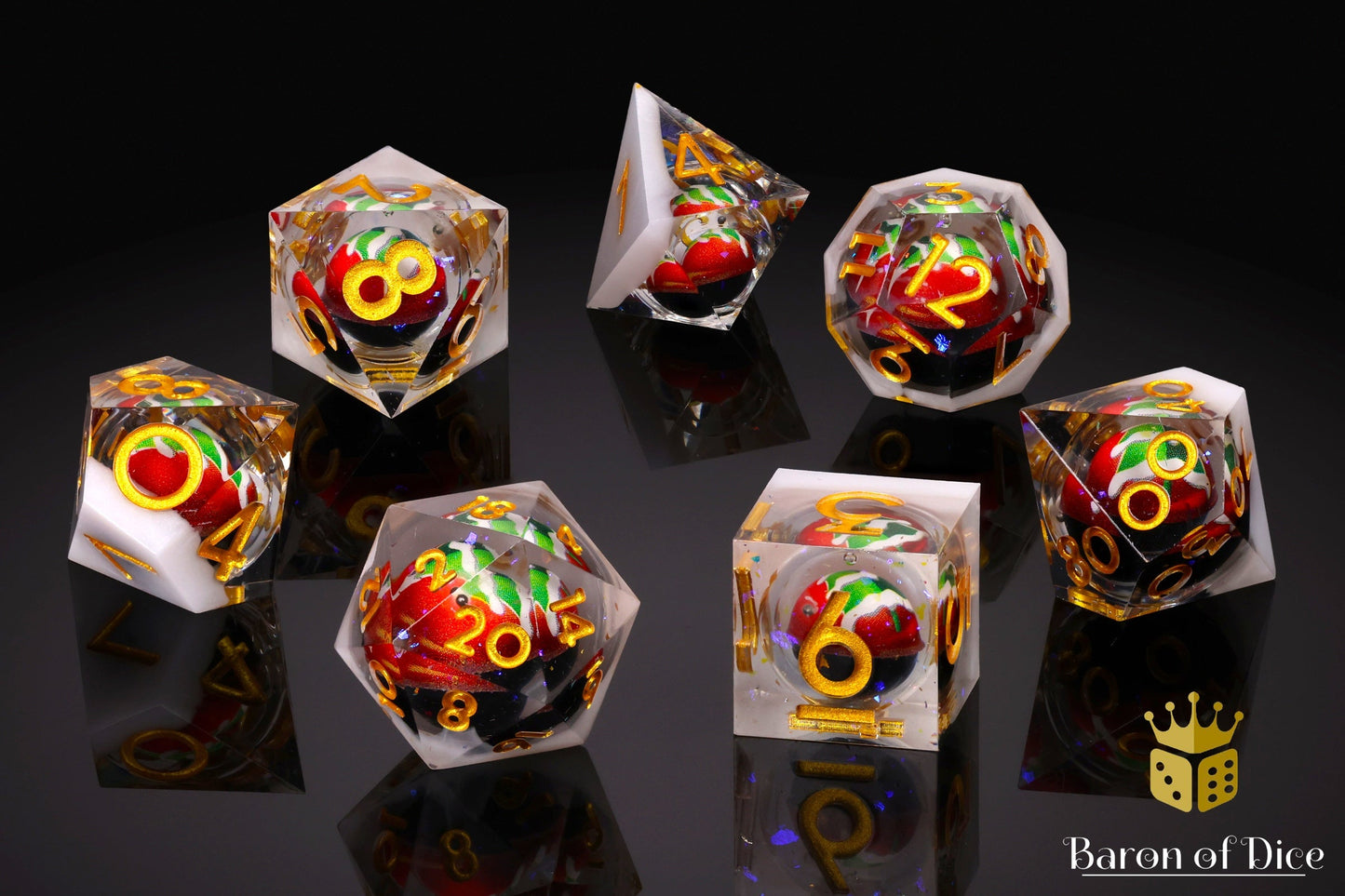 White Christmas Sharp RPG Dice Set - 7 Pieces