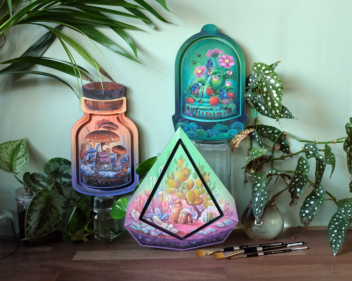 Trekell Geometric Terrarium Floater Panel - Wooden Painting Canvas