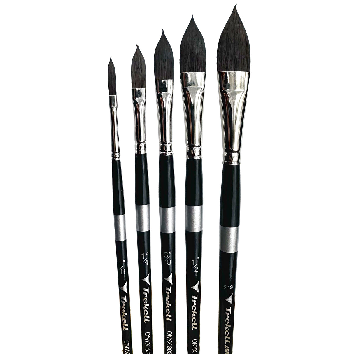 Trekell Onyx Synthetic Squirrel Short Handle Artist Brush - Complete Brush Set - Oval Wash