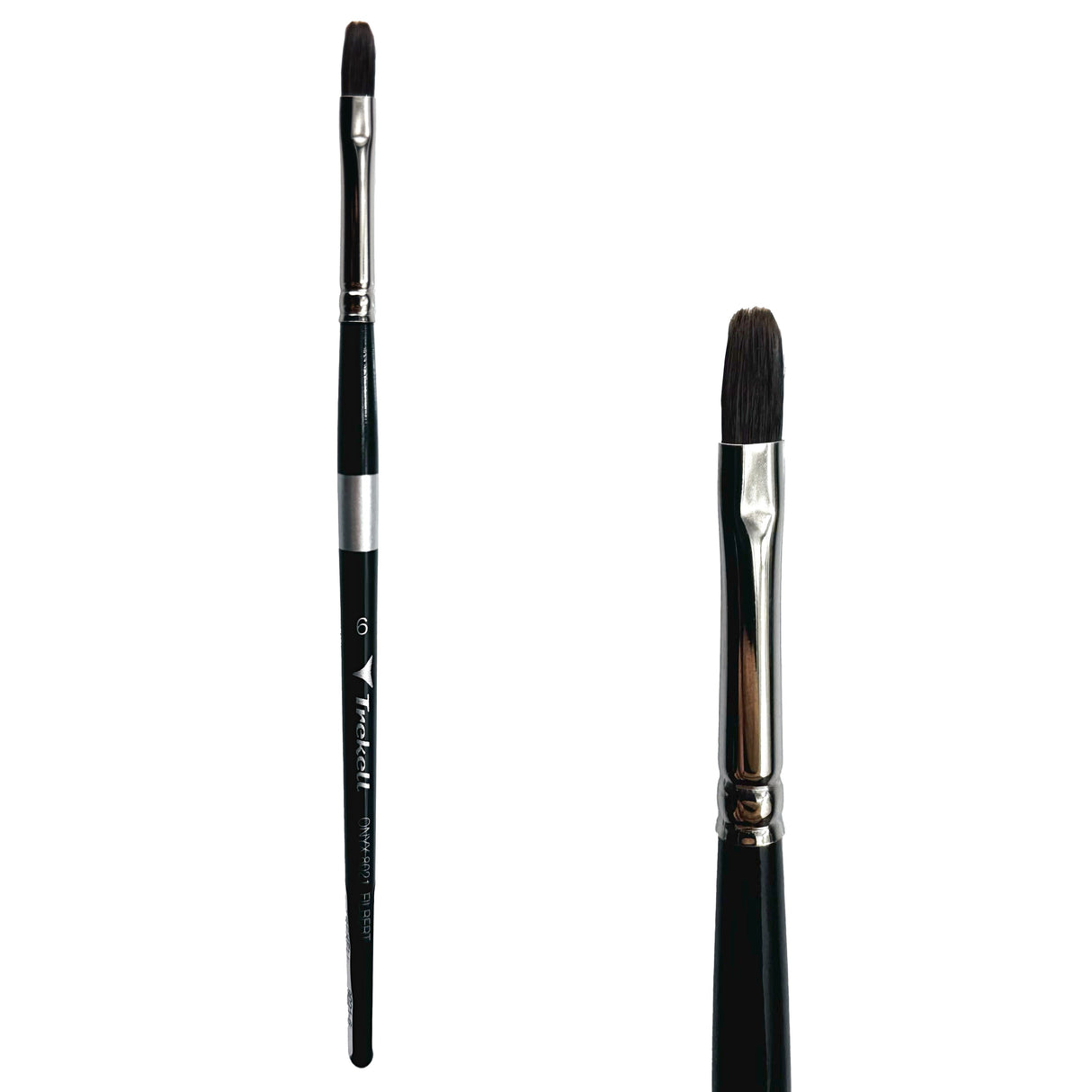 Trekell Onyx Synthetic Squirrel Short Handle Artist Brush - Size #6 Filbert