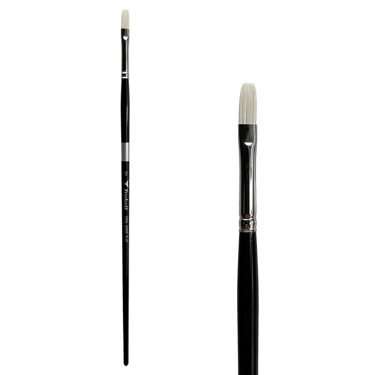 Trekell Opal Synthetic Hog Bristle Short Handle Artist Brush - Size #2 Flat