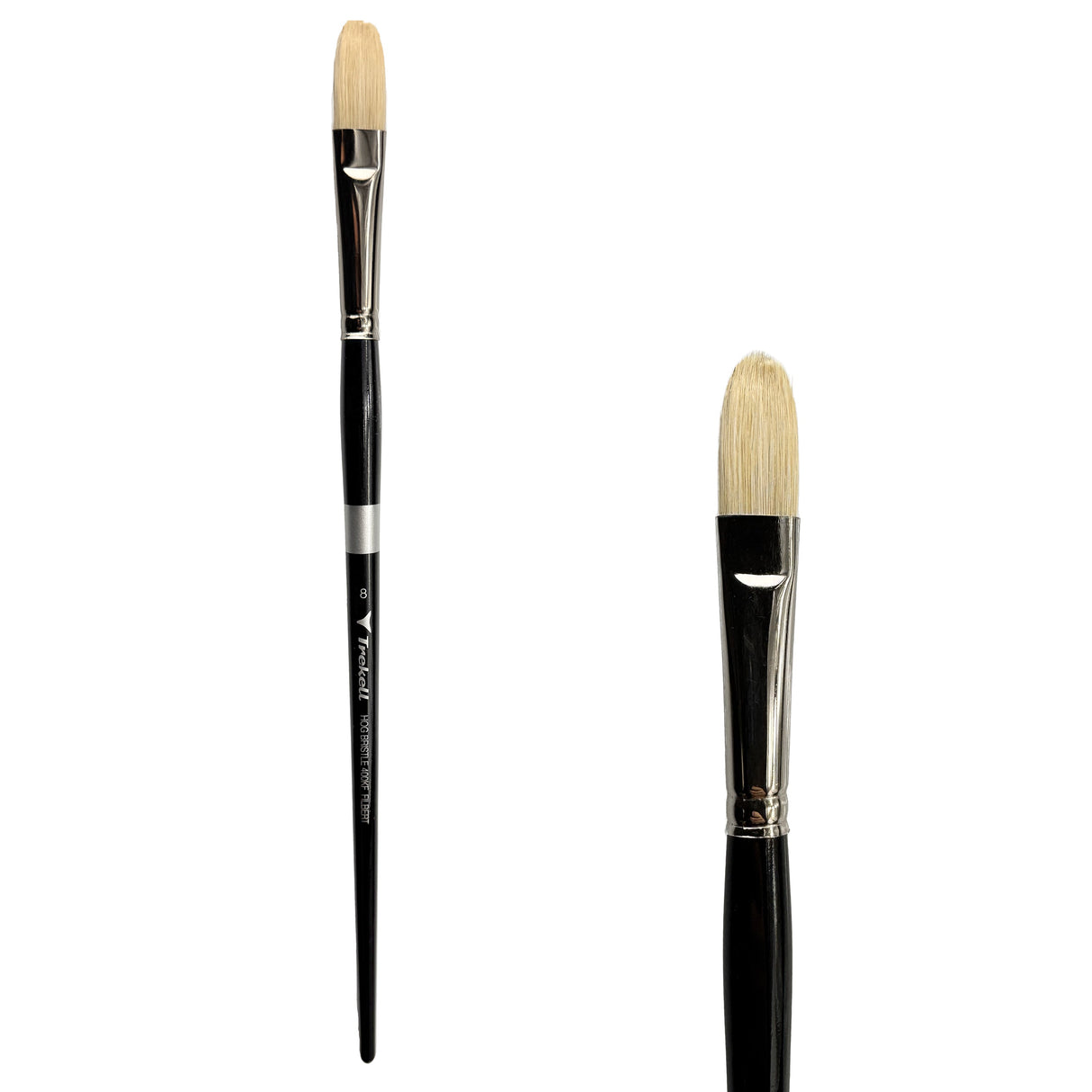 Trekell Hog Bristle Long Handle Artist Brush - Size #8 Filbert