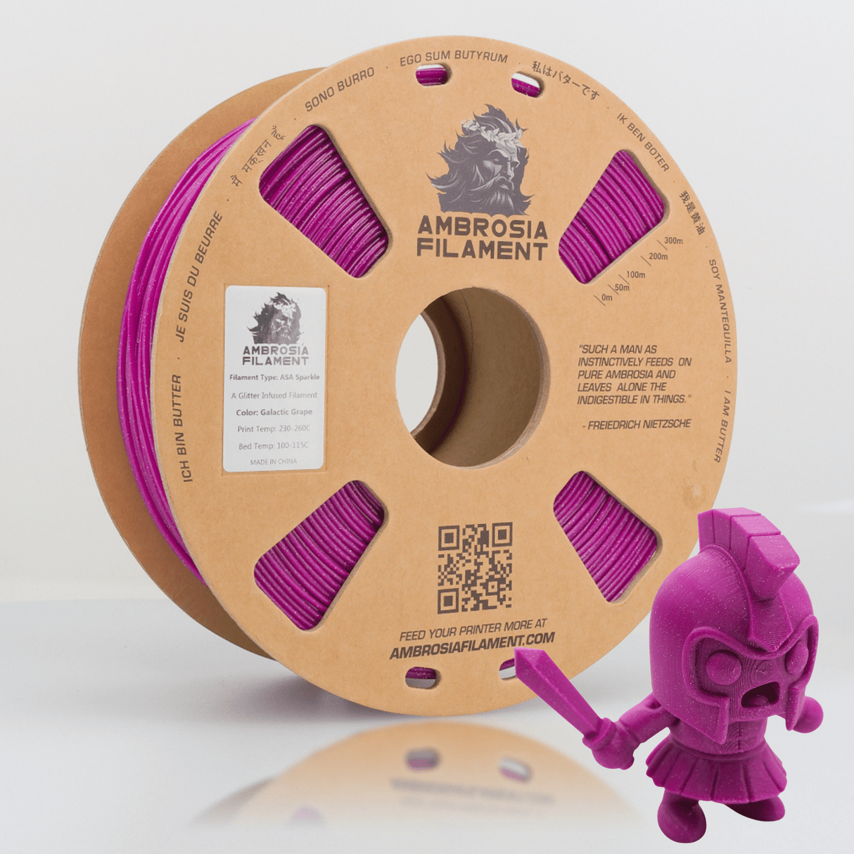 AMBROSIA ASA Galactic Filament of the Gods (Glitter / Sparkle) - 1KG Bambu AMS Friendly Cardboard Spools Premium 3D Printing Filament