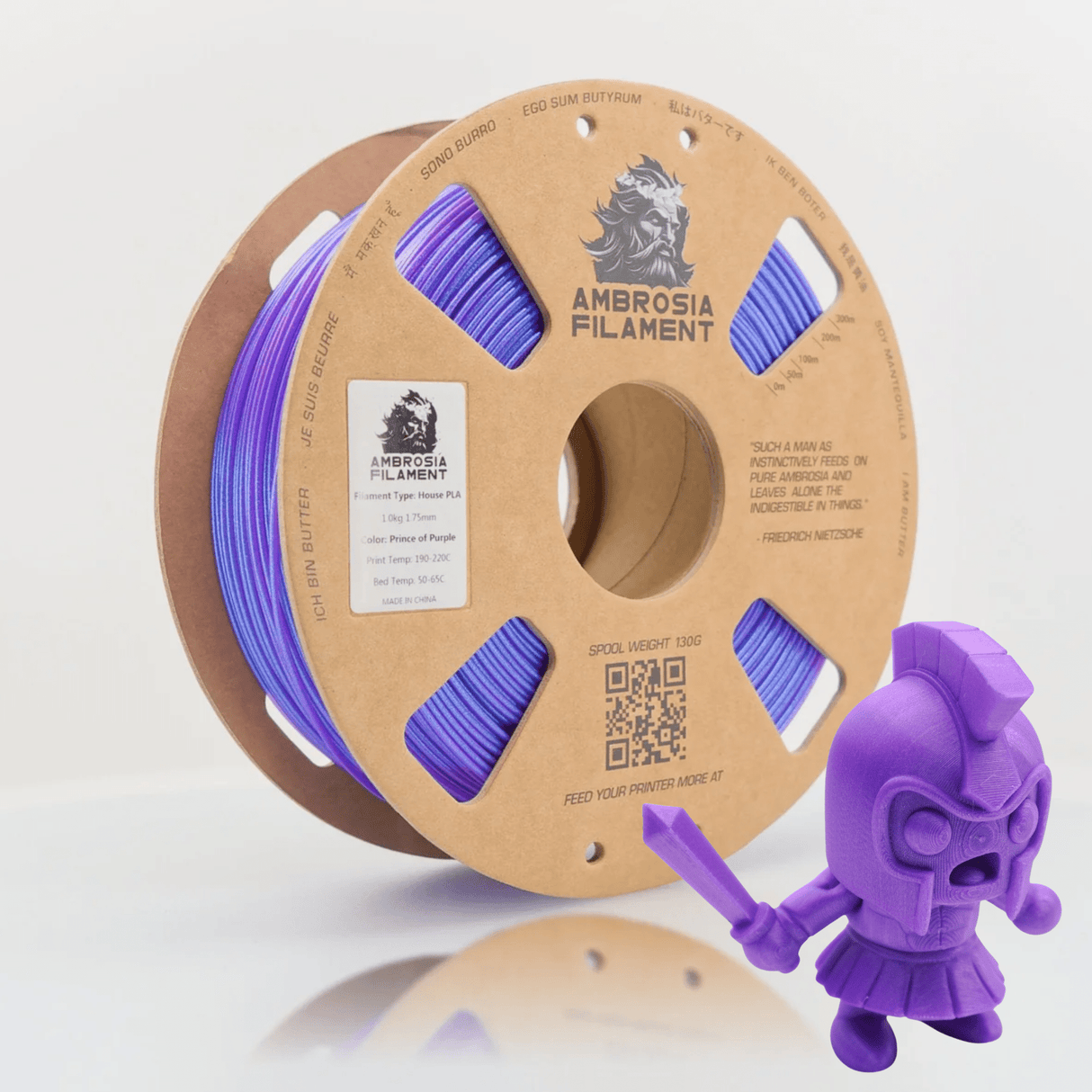 AMBROSIA Dolos Color Shifting PLA Filament of the Gods - 1KG Bambu AMS Friendly Cardboard Spools Premium 3D Printing Filament