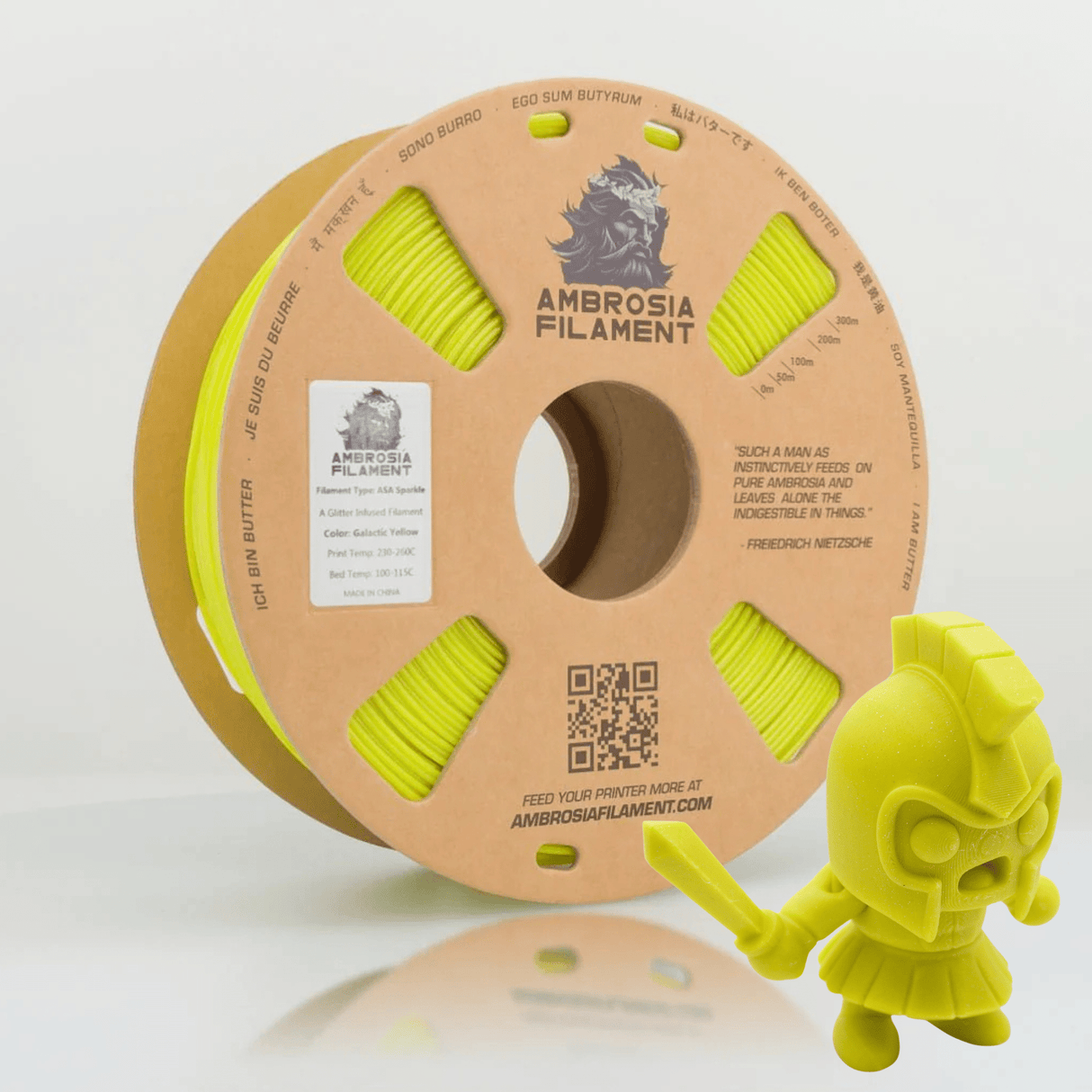 AMBROSIA Galactic (Sparkle) PLA Filament of the Gods - 1KG Bambu AMS Friendly Cardboard Spools Premium 3D Printing Filament