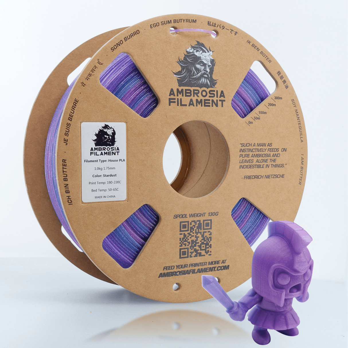 AMBROSIA Galactic (Sparkle) PLA Filament of the Gods - 1KG Bambu AMS Friendly Cardboard Spools Premium 3D Printing Filament