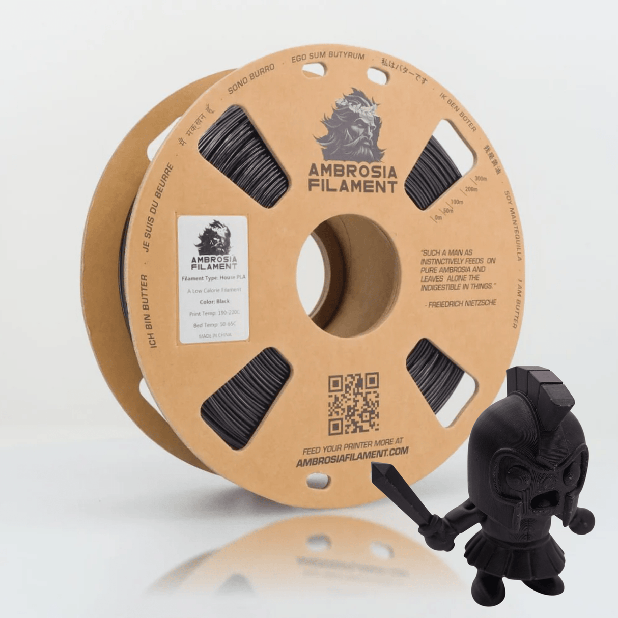 AMBROSIA PLA Filament of the Gods - 1KG Bambu AMS Friendly Cardboard Spools Premium 3D Printing Filament