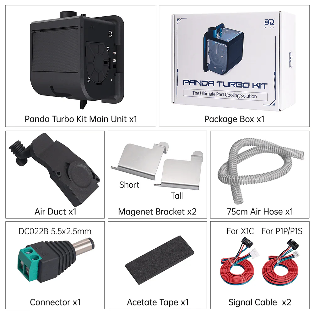 Biqu Panda Turbo - Turbo Fan Upgrade for Exceptional Part Cooling for Bambu P1 and X1 Series Printers