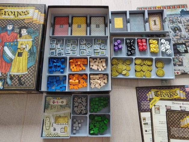 Troyes + Ladies of Troyes Expansion Board Game Insert / Organizer