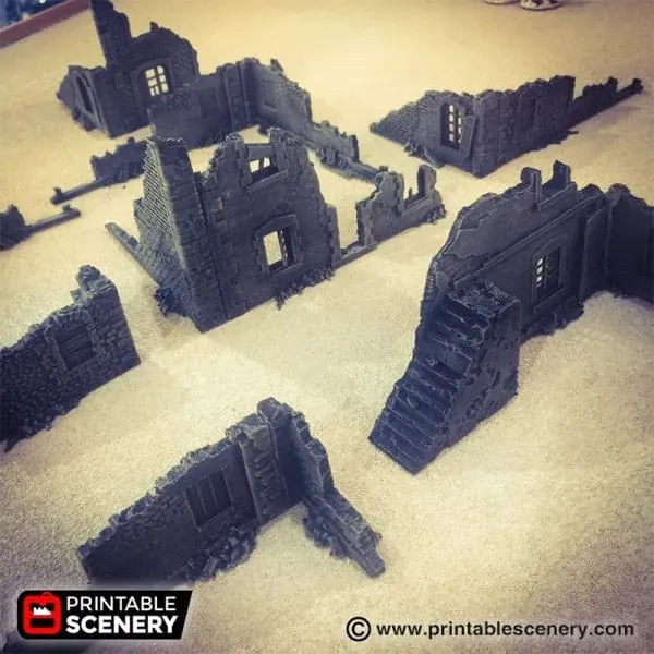 Modular Town Ruins - WWII Terrain