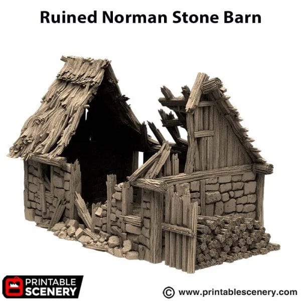 Ruined Norman Stone Barn - Country & King - Fantasy Historical Ruins
