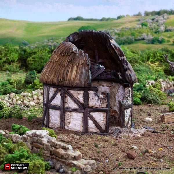 Ruined Small Round House - Country & King - Fantasy Historical Building