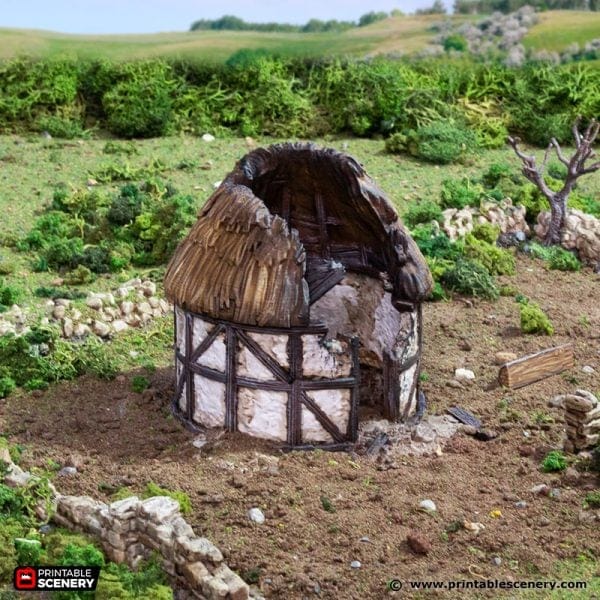 Ruined Small Round House - Country & King - Fantasy Historical Building