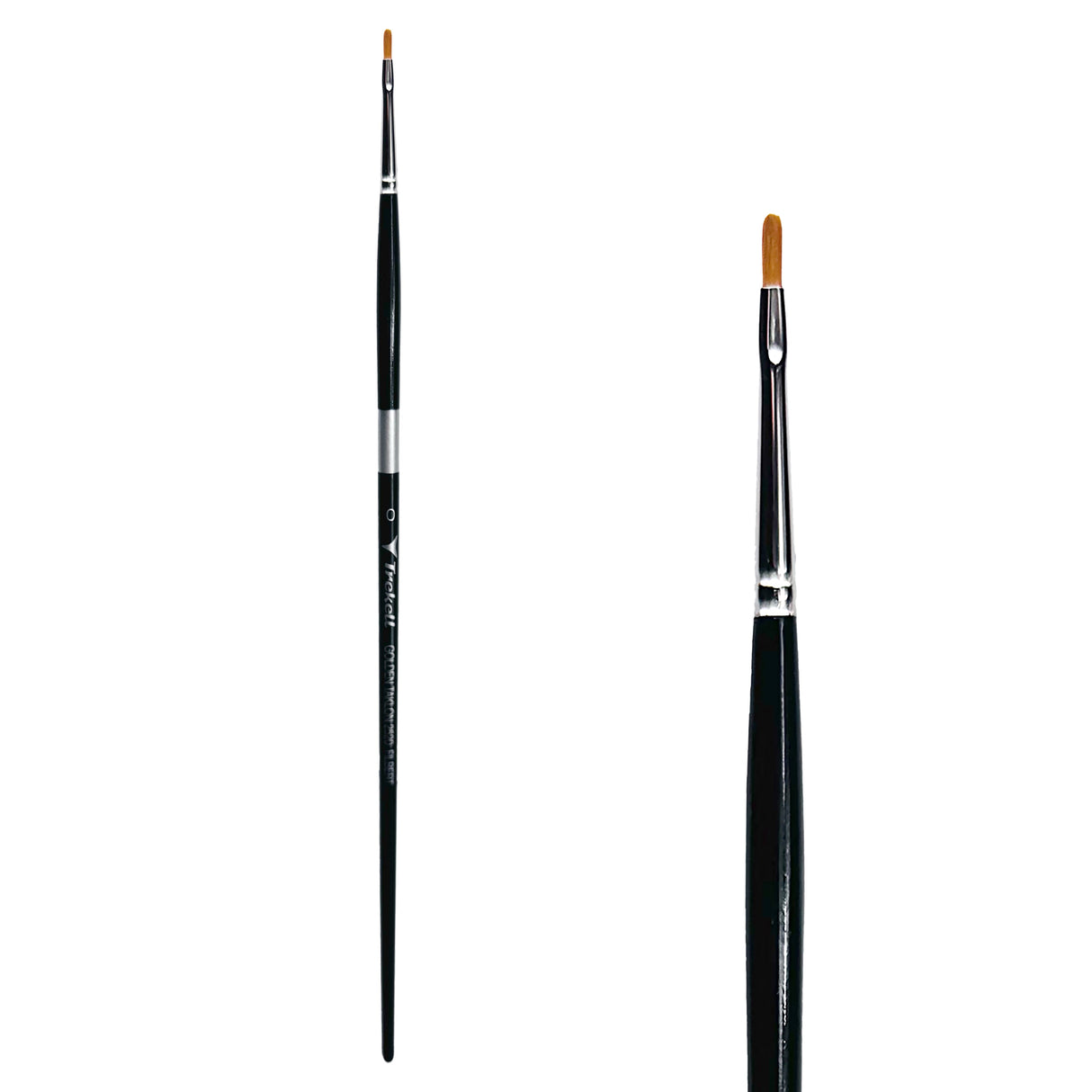 Trekell Golden Taklon Long Handle Artist Brush -  Size #0 Filbert
