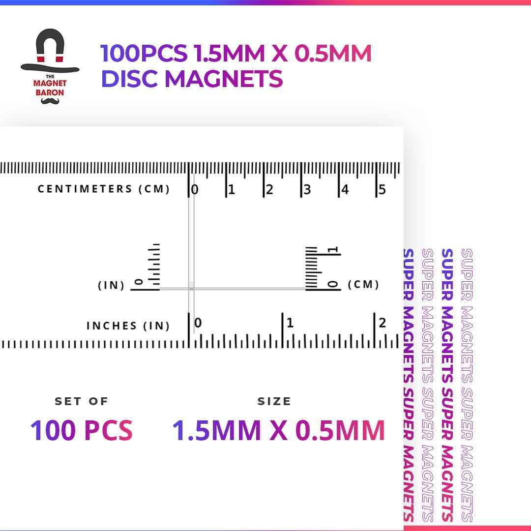 100pcs 1.5mm x 0.5mm Disc Magnets