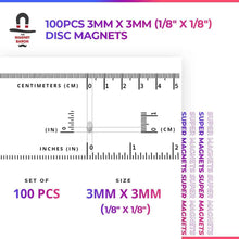 100pcs 3mm x 3mm (Approximately 1/8" x 1/8") Disc Magnets