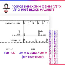 100pcs 3mm x 3mm x 3mm (Approximately 1/8" x 1/8" x 1/8") Block Cube Magnets
