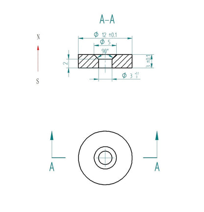20pcs 12mm x 3mm (Approximately 1/2" x 1/8") Countersunk Ring Magnets