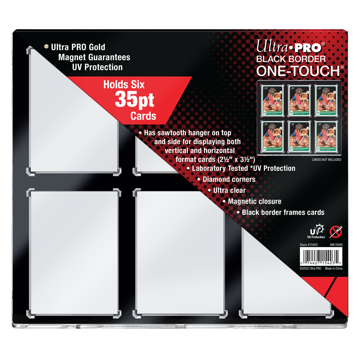 35PT 6-Card Black Border UV ONE-TOUCH® Magnetic Holder