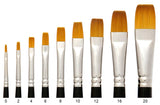 Trekell Golden Taklon Long Handle Artist Brushes - Synthetic Bristles for Acrylic and Oil Painting