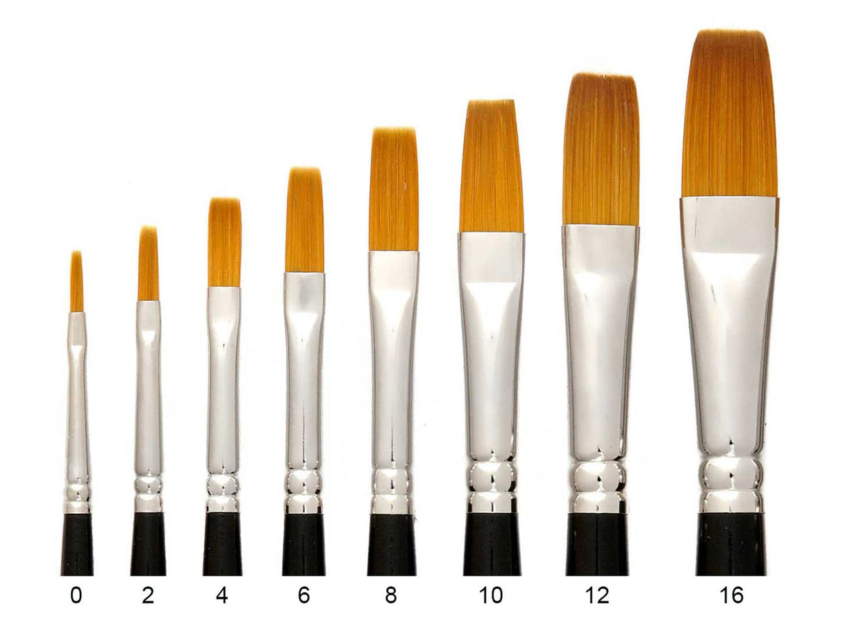 Trekell Golden Taklon Long Handle Artist Brushes - Synthetic Bristles for Acrylic and Oil Painting