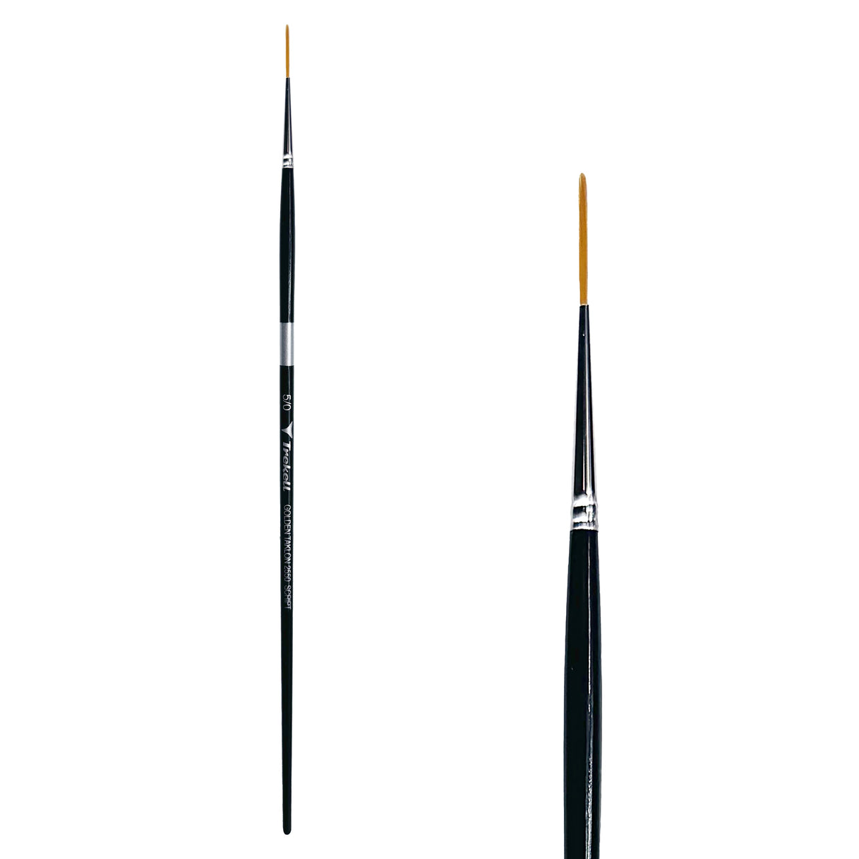 Trekell Golden Taklon Long Handle Artist Brush -  Size #5/0 Script Rigger