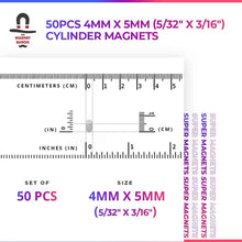 50pcs 4mm x 5mm (Approximately 5/32" x 3/16") Cylinder Magnets