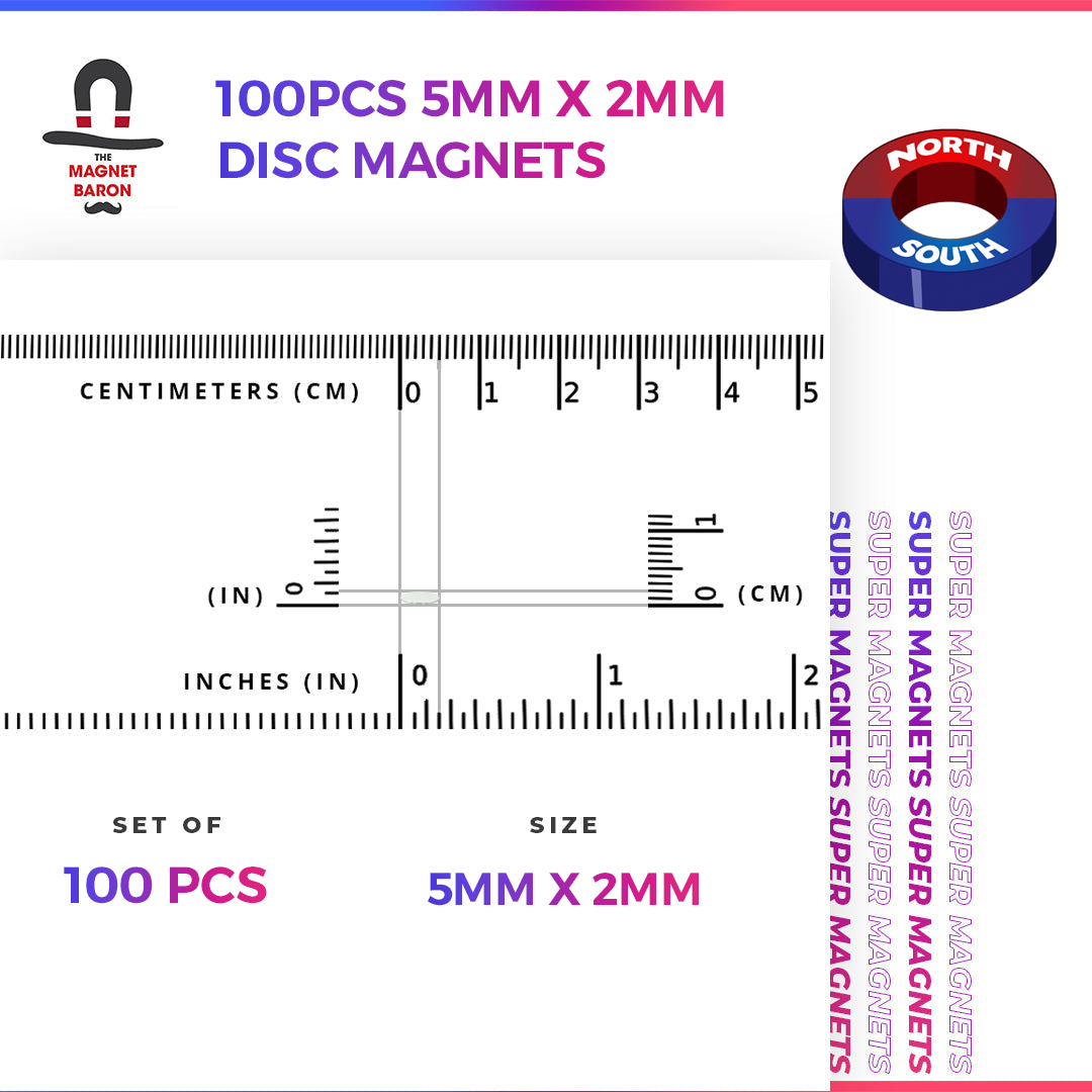 Engineering-Special - Diametrically Magnetized - 50pcs 5mm x 2mm (Approximately 3/16" x 1/16") Disc Magnets