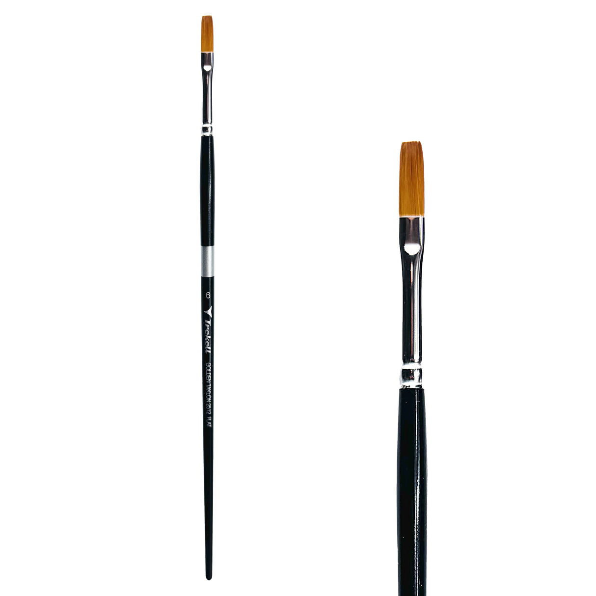 Trekell Golden Taklon Long Handle Artist Brush -  Size #6 Flat