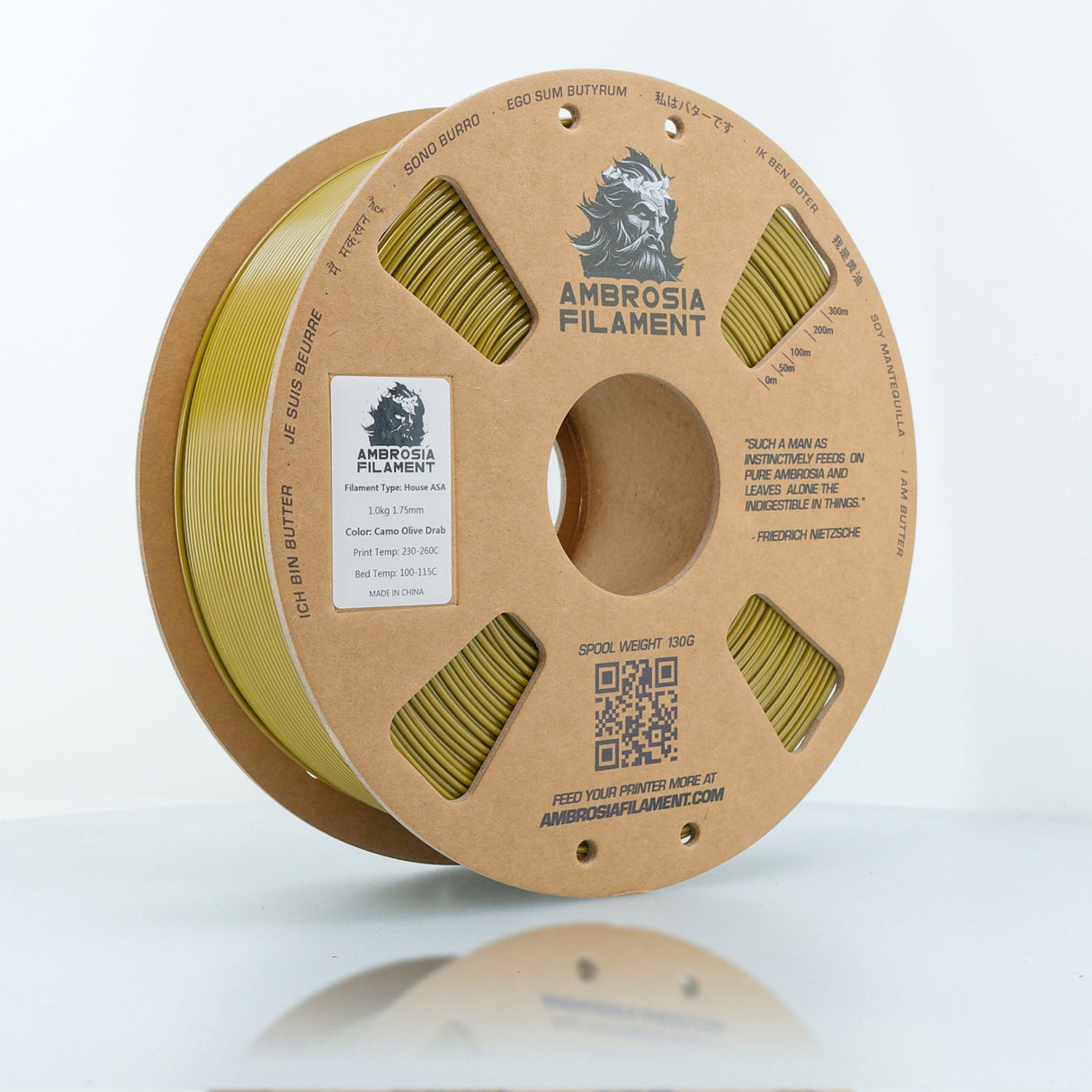 AMBROSIA PLA Filament of the Gods - 1KG Bambu AMS Friendly Cardboard Spools Premium 3D Printing Filament