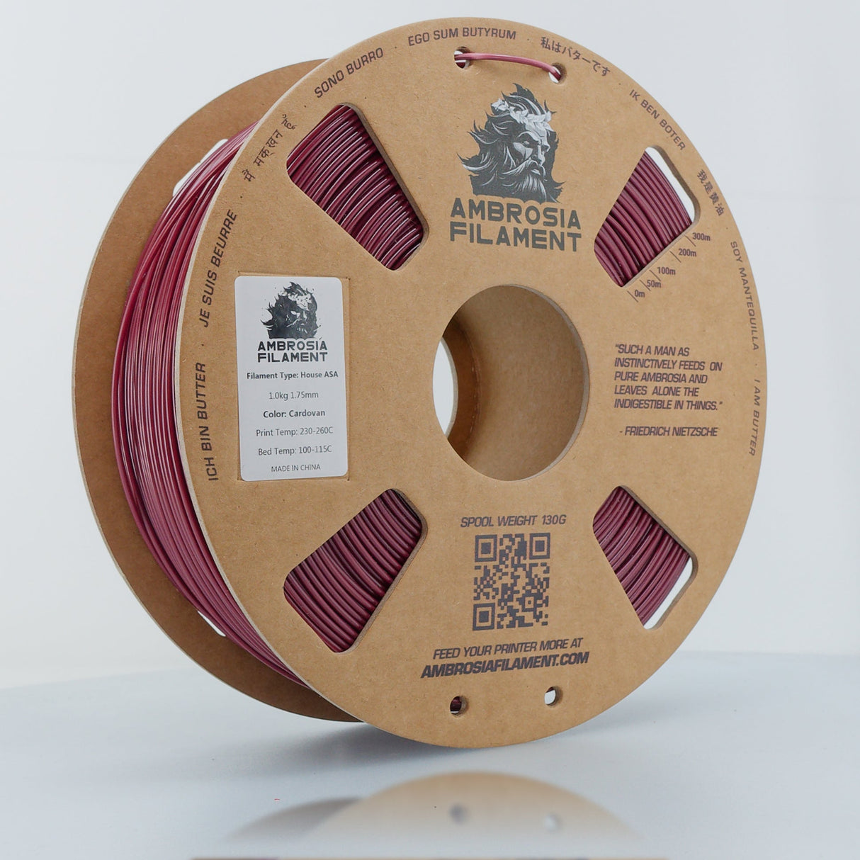 AMBROSIA PLA Filament of the Gods - 1KG Bambu AMS Friendly Cardboard Spools Premium 3D Printing Filament