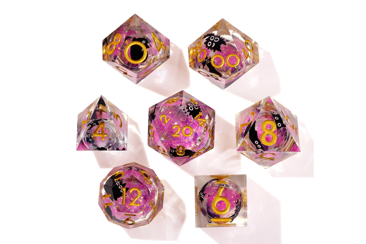 Amethyst Neko Liquid Core RPG Dice Set - 7 Pieces