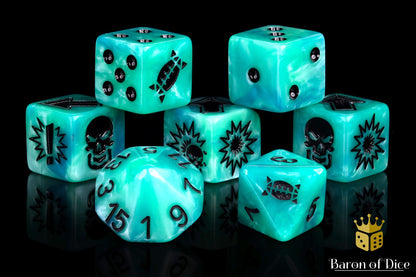 Ethereal Blue - Bloody Football Dice (Set of 7)